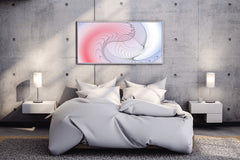 Oval Lines with Blue and Red Background Abstract Wall Art