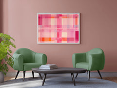 Grid of Squares in Shades of Pink and Orange