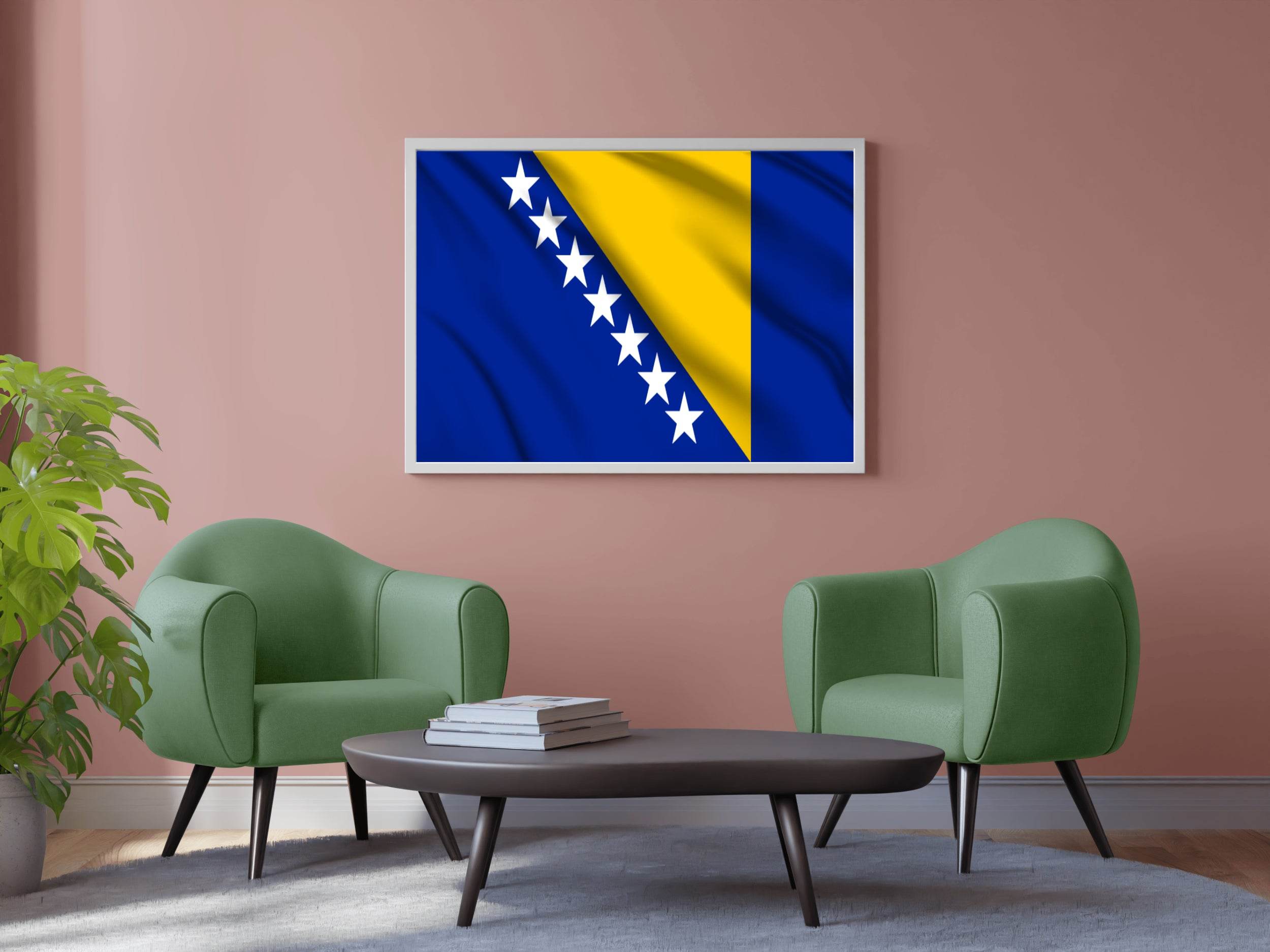 Bosnia and Herzegovina National Flag Wall Art - beink online art store
