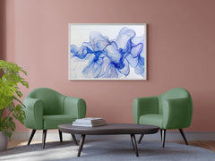 Blue Flower Petals Abstract Wall Art