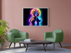 Neon Glowing Goku Vegeta Anime Wall Art