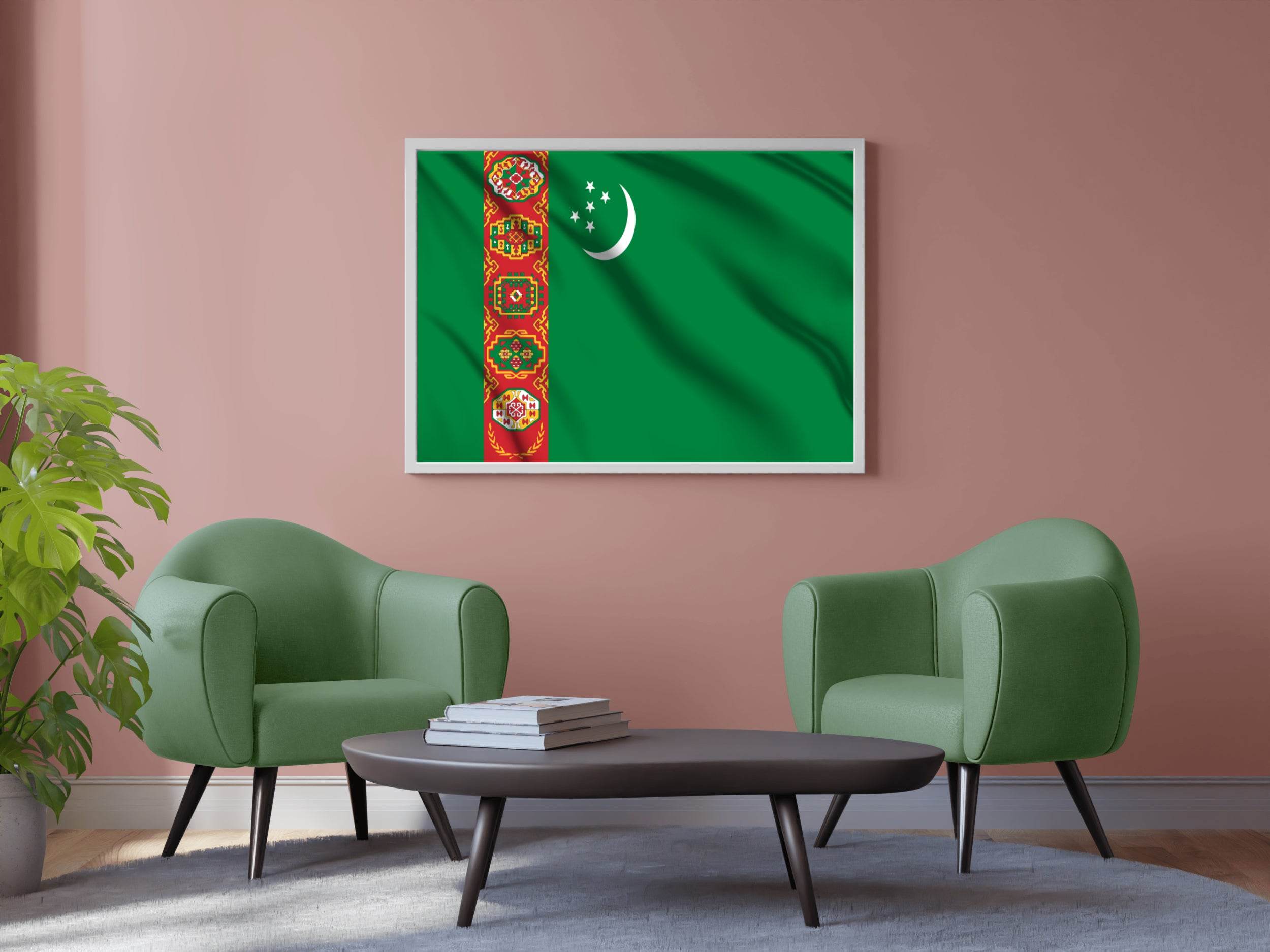 Turkmenistan National Flag Wall Art - beink online art store