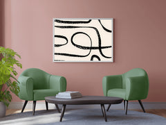 Black Ink Trails Modern Wall Art