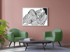 Black Painting of Girl Lost in Thought Wall Art