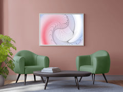 Oval Lines with Blue and Red Background Abstract Wall Art