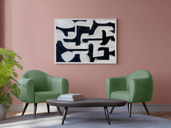 Black and White Interlocking Shapes Wall Art