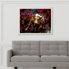 Charging Bull Statue Wall Art