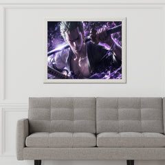 Roronoa Zoro Purple Anime Wall Art