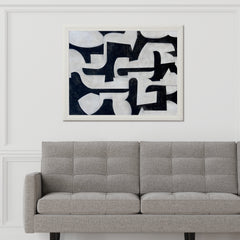 Black and White Interlocking Shapes Wall Art