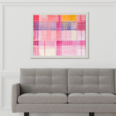 Abstract Painting of a Pink and Yellow Plaid