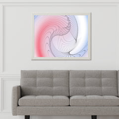 Oval Lines with Blue and Red Background Abstract Wall Art