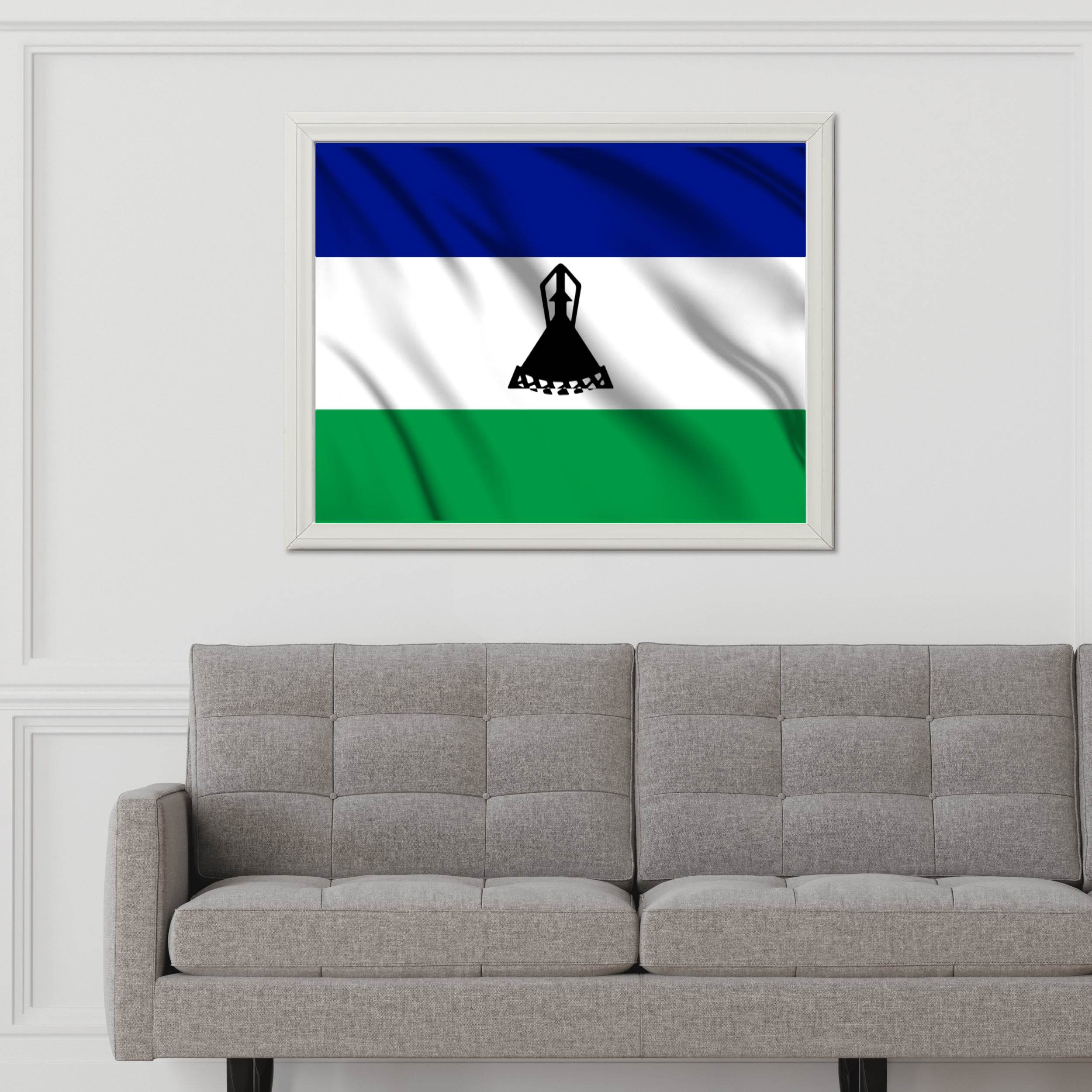 Lesotho National Flag Wall Art - beink online art store