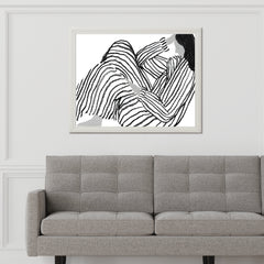 Black Painting of Girl Lost in Thought Wall Art