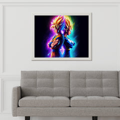 Neon Glowing Goku Vegeta Anime Wall Art