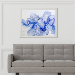 Blue Flower Petals Abstract Wall Art