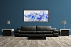 Blue Flower Petals Abstract Wall Art