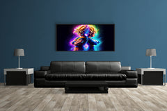 Neon Glowing Goku Vegeta Anime Wall Art