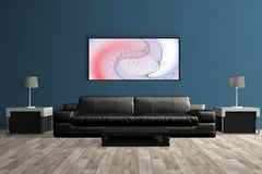 Oval Lines with Blue and Red Background Abstract Wall Art