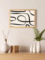 Black Ink Trails Modern Wall Art