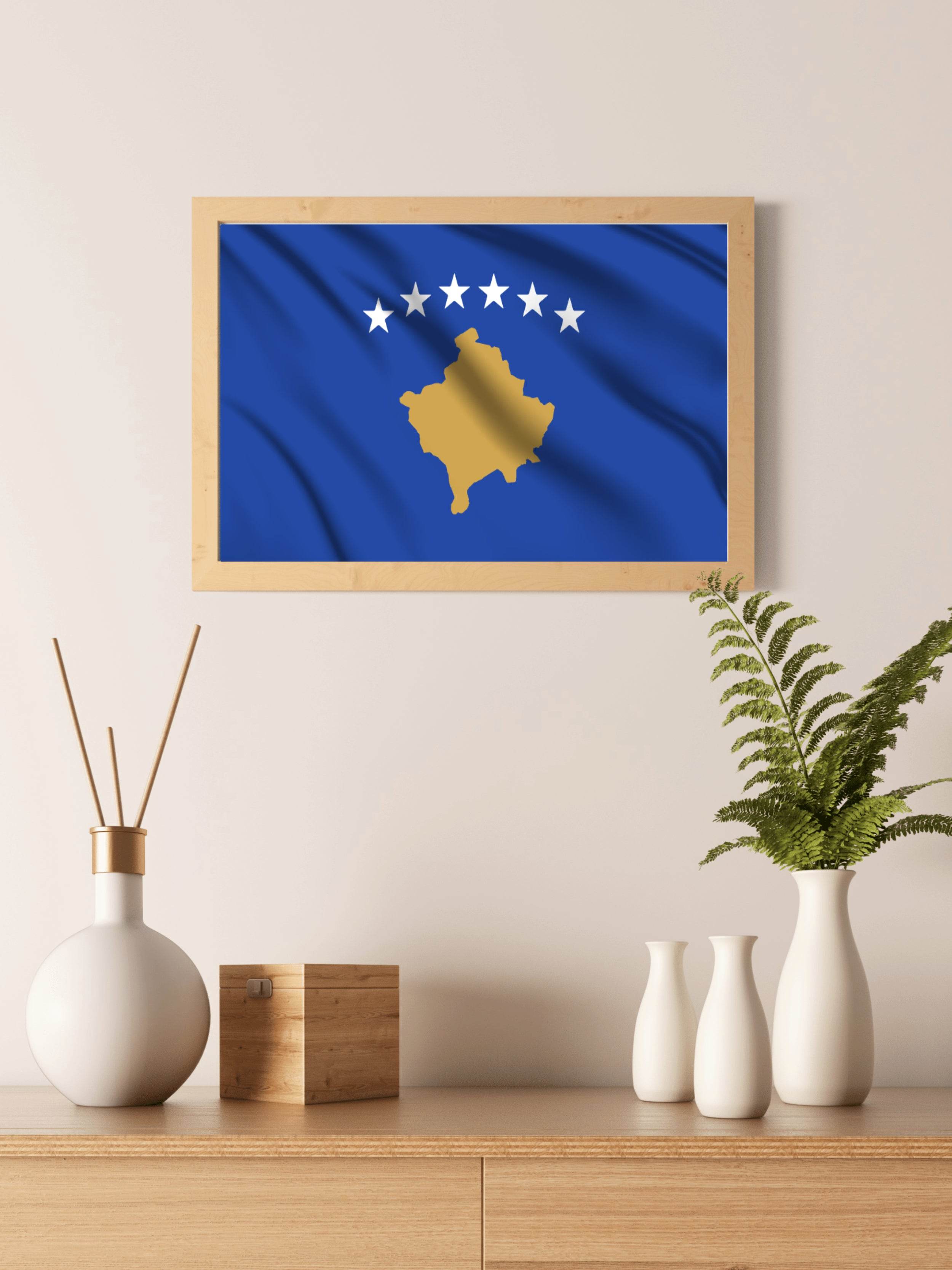 Kosovo National Flag Wall Art - beink online art store