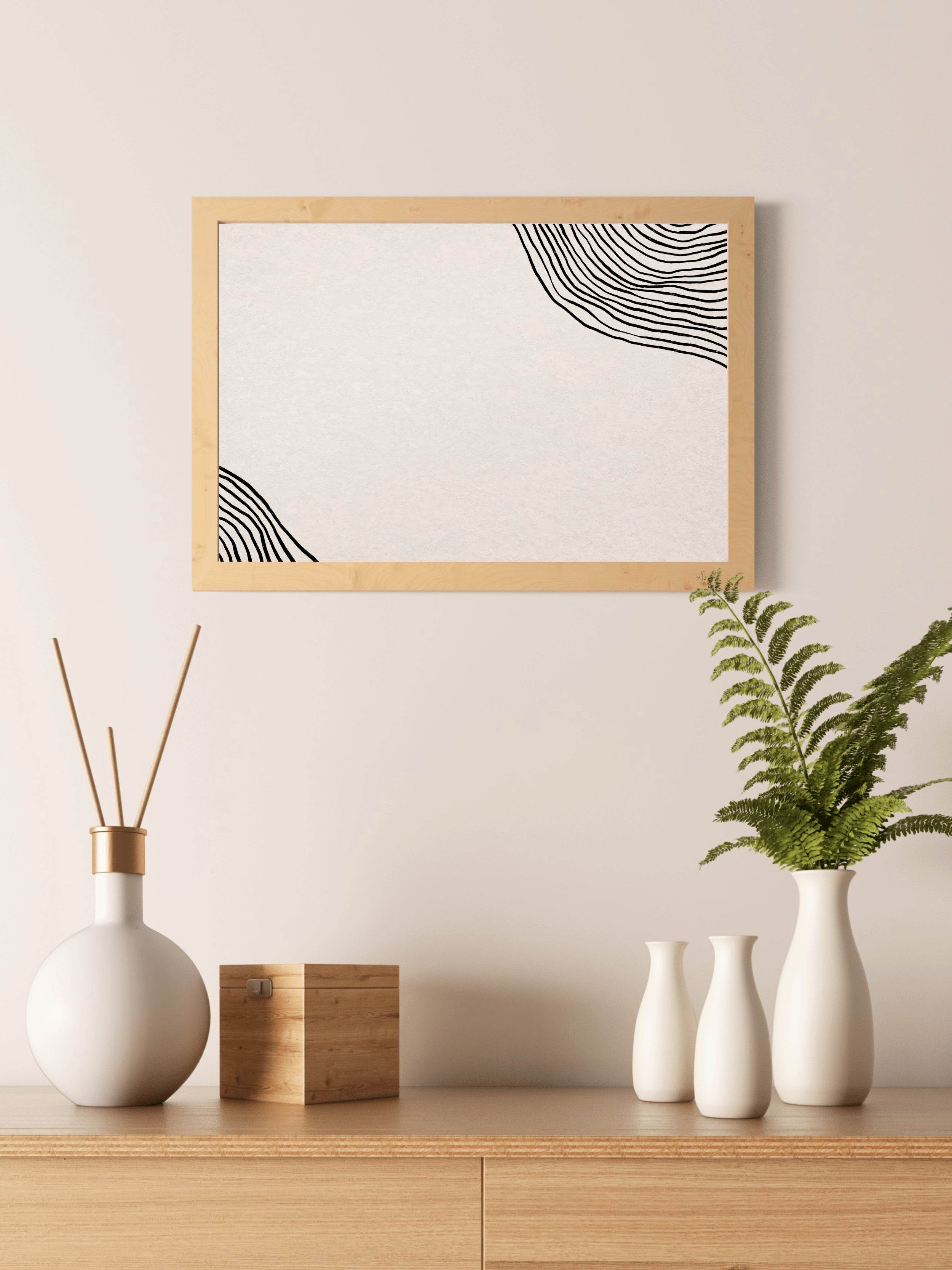 Black And White Wavy Lines Wall Art - beink online art store