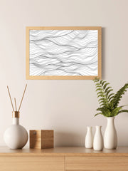 Black Thread Waves Abstract Wall Art