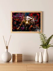 Charging Bull Statue Wall Art