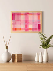 Grid of Squares in Shades of Pink and Orange