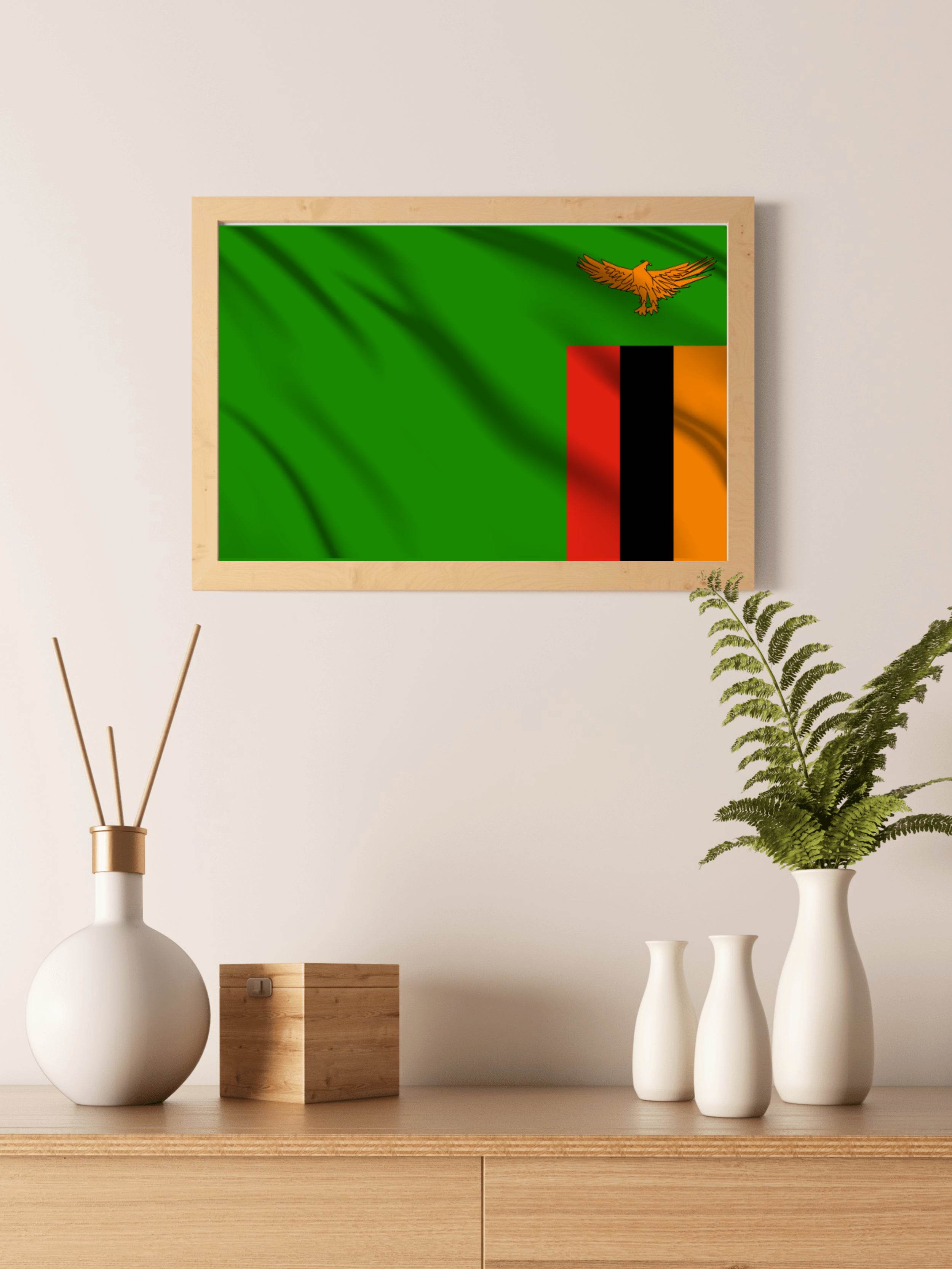 Zambia National Flag Wall Art - beink online art store