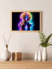 Neon Glowing Goku Vegeta Anime Wall Art