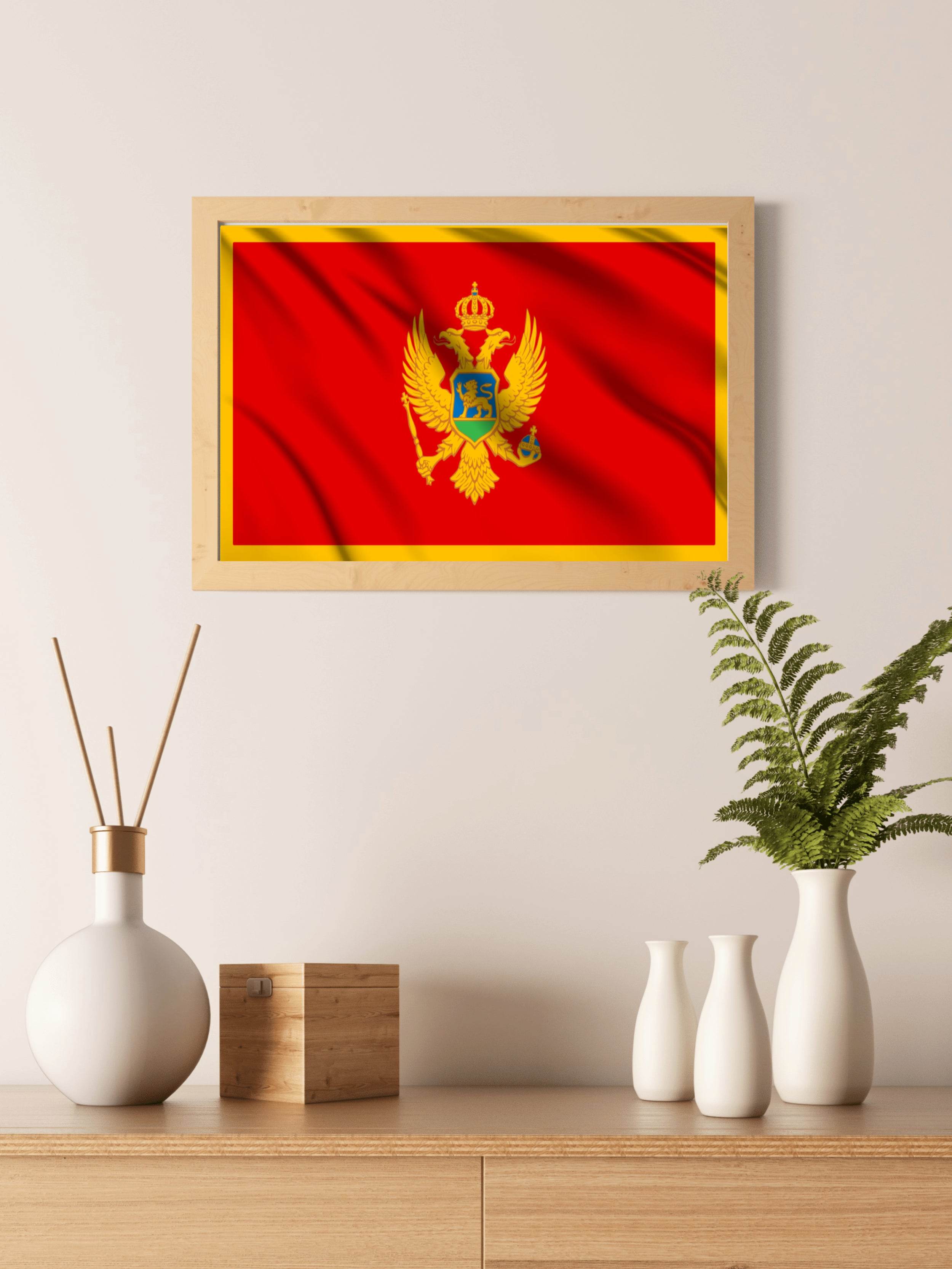Montenegro National Flag Wall Art - beink online art store
