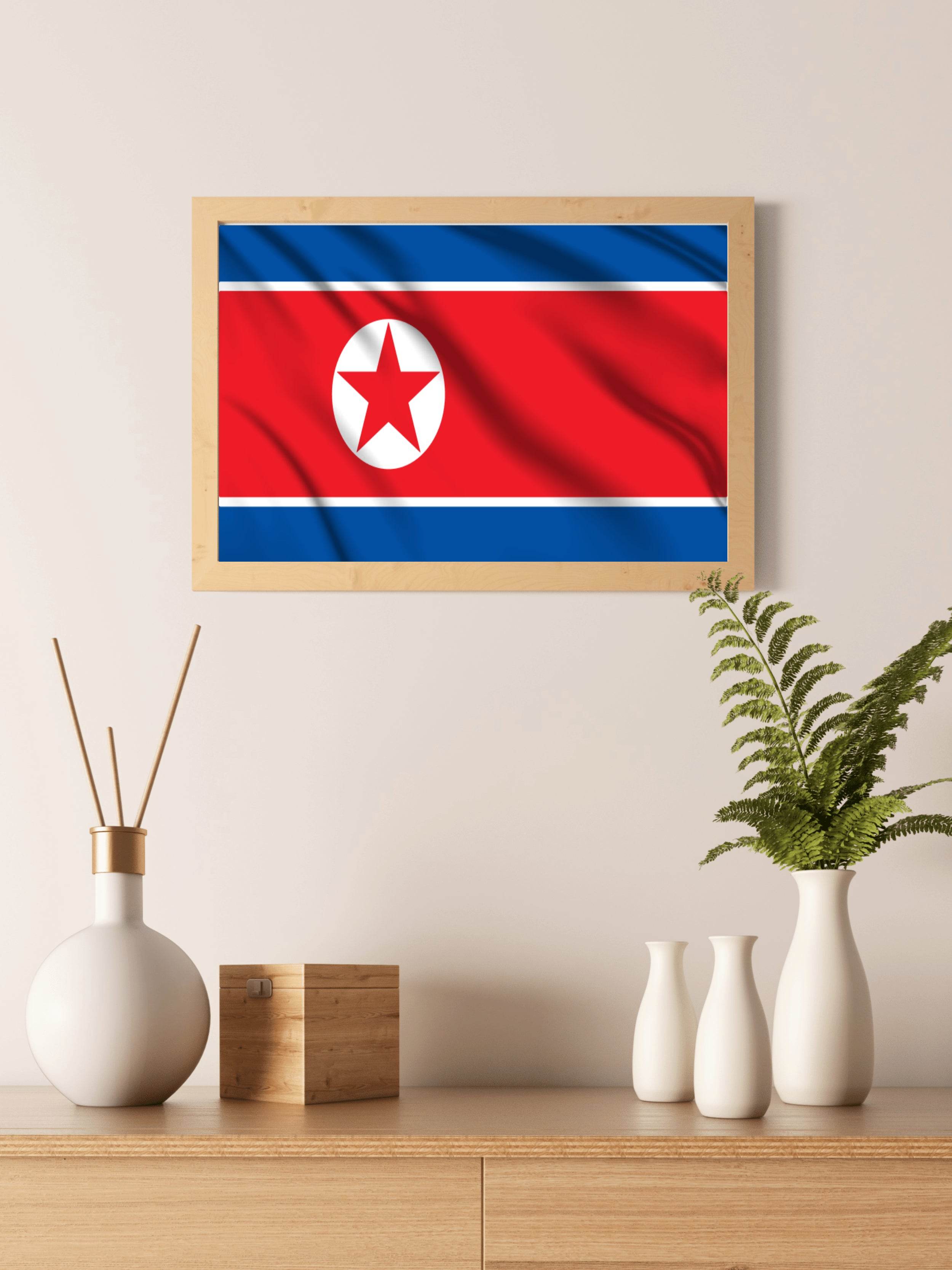 North Korea National Flag Wall Art - beink online art store