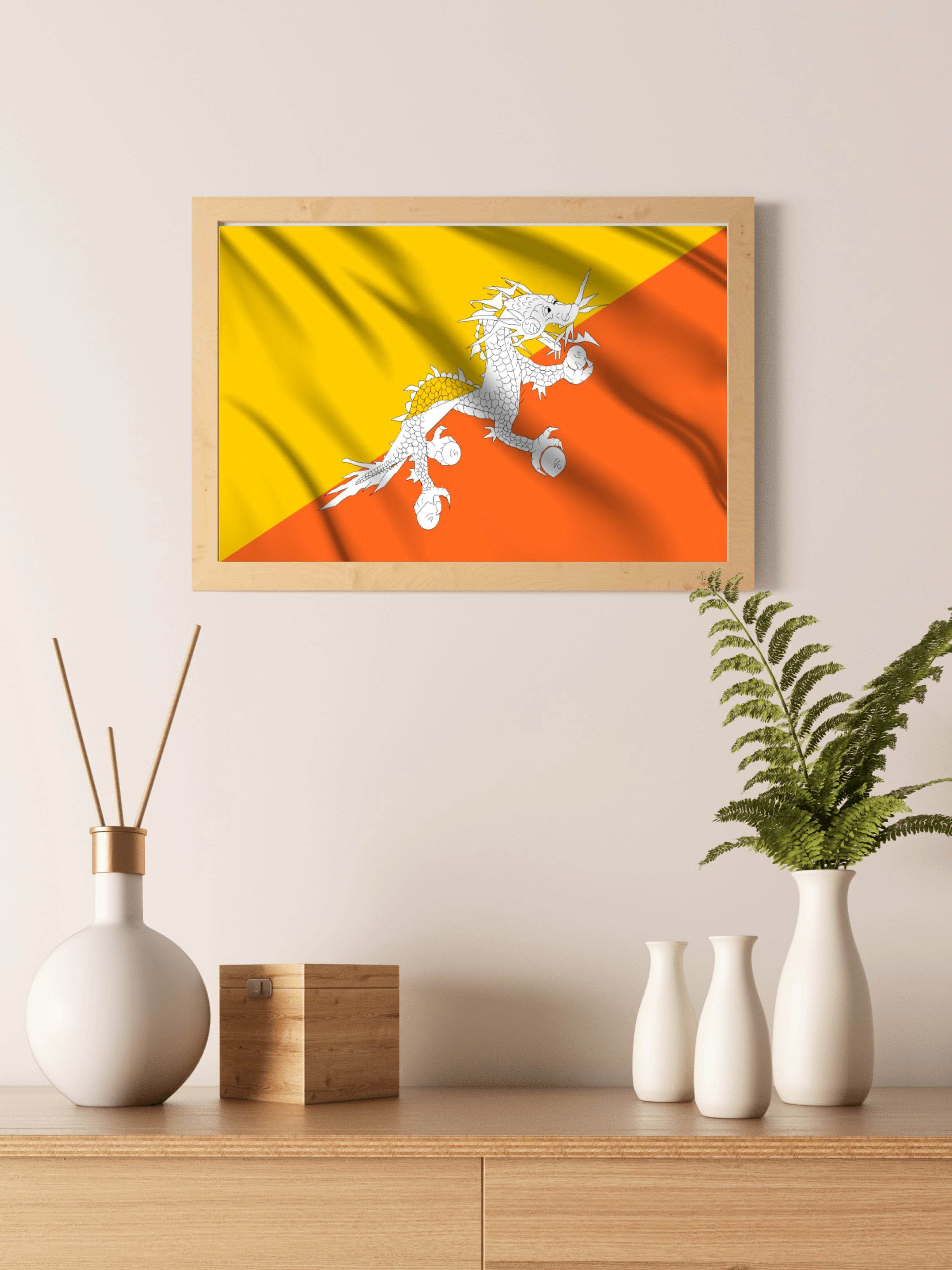 Bhutan National Flag Wall Art - beink online art store