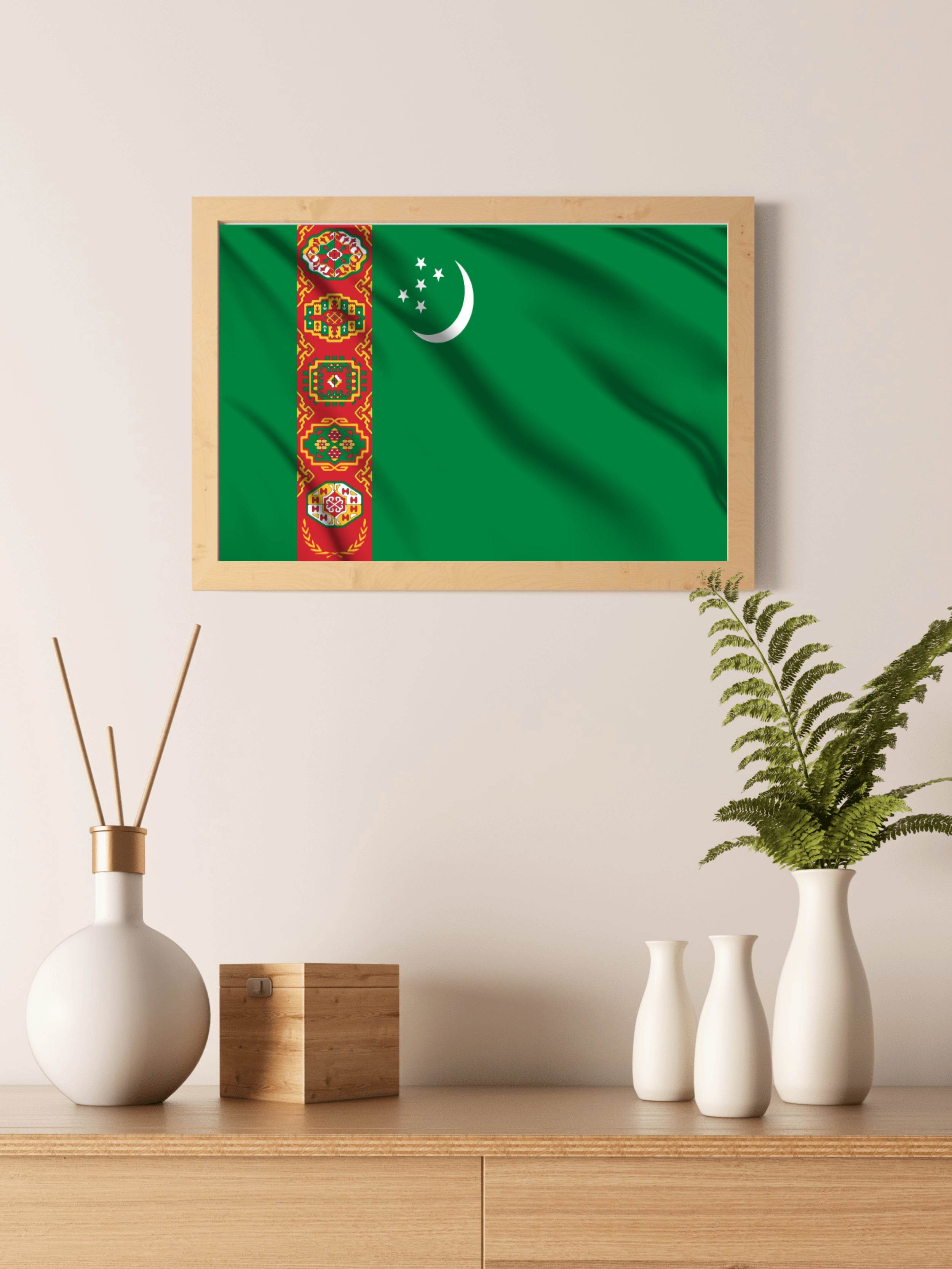 Turkmenistan National Flag Wall Art - beink online art store