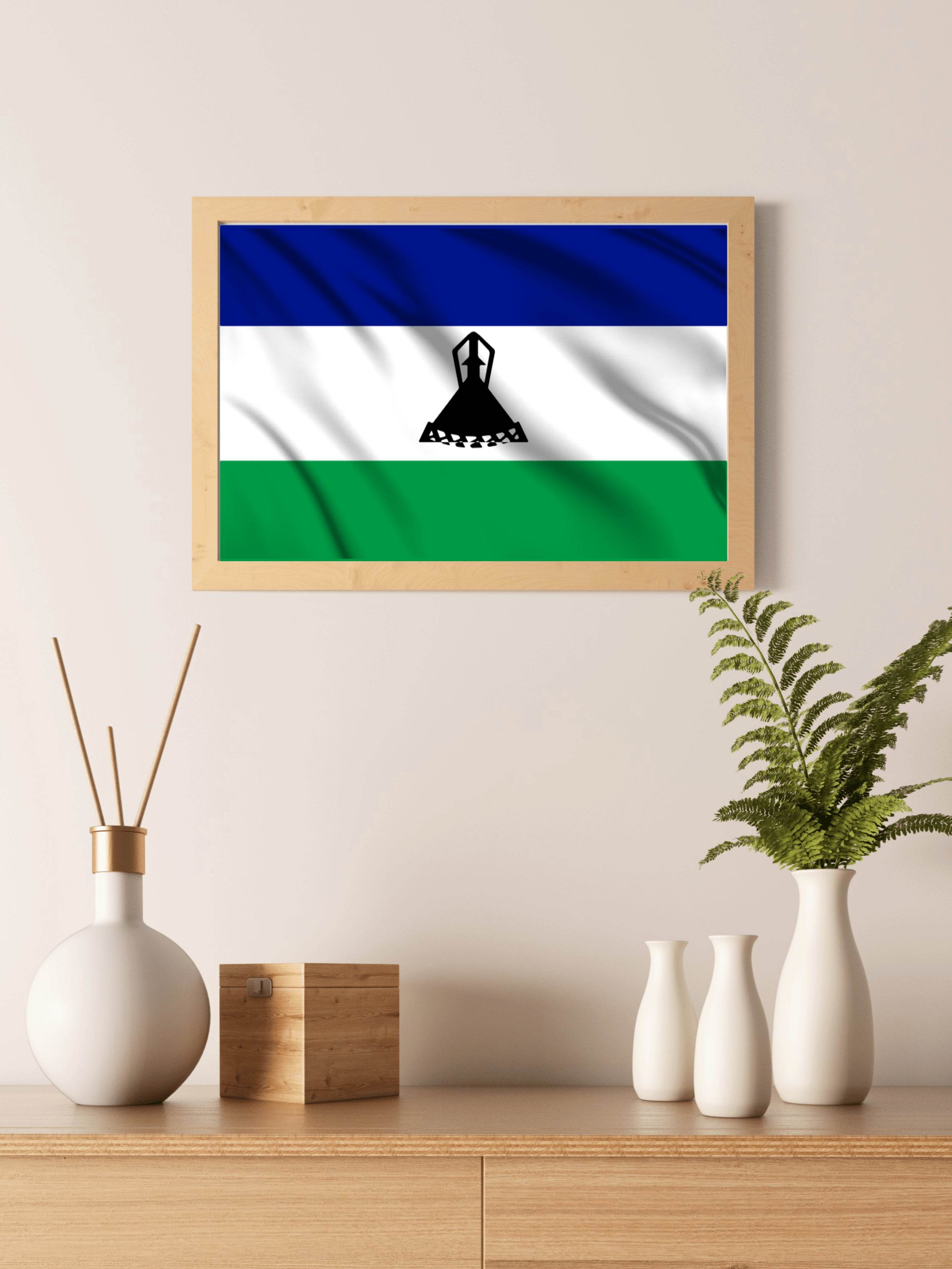 Lesotho National Flag Wall Art - beink online art store