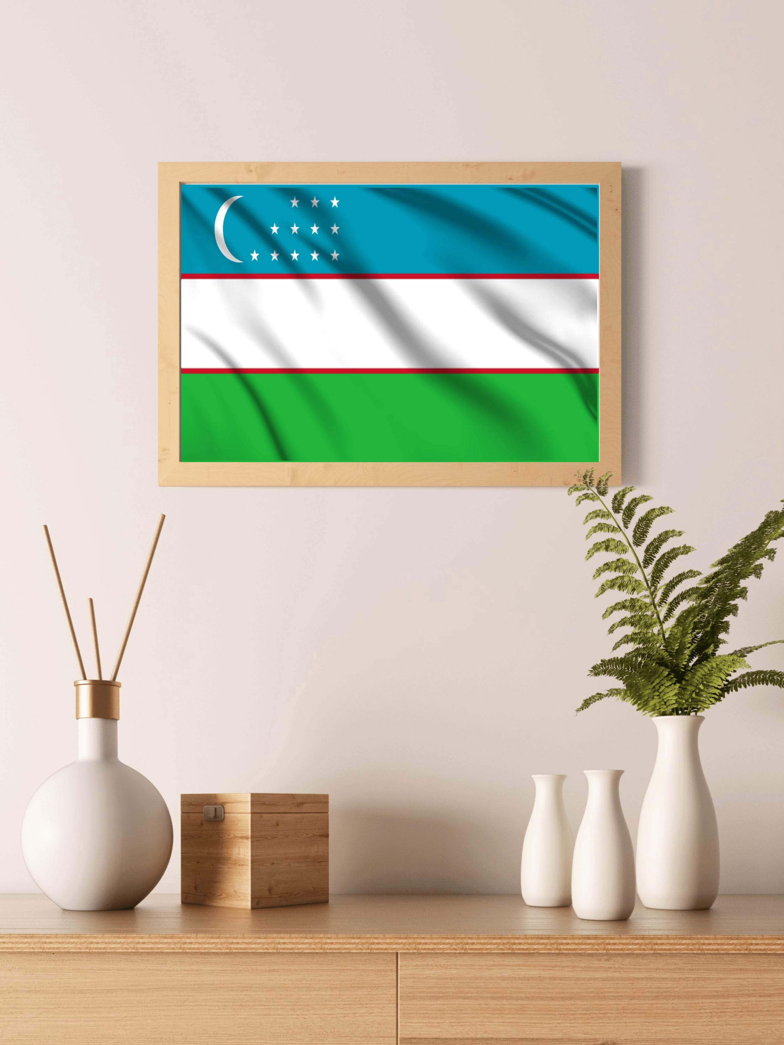 Uzbekistan National Flag Wall Art - beink online art store