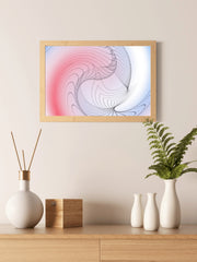 Oval Lines with Blue and Red Background Abstract Wall Art