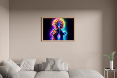 Neon Glowing Goku Vegeta Anime Wall Art