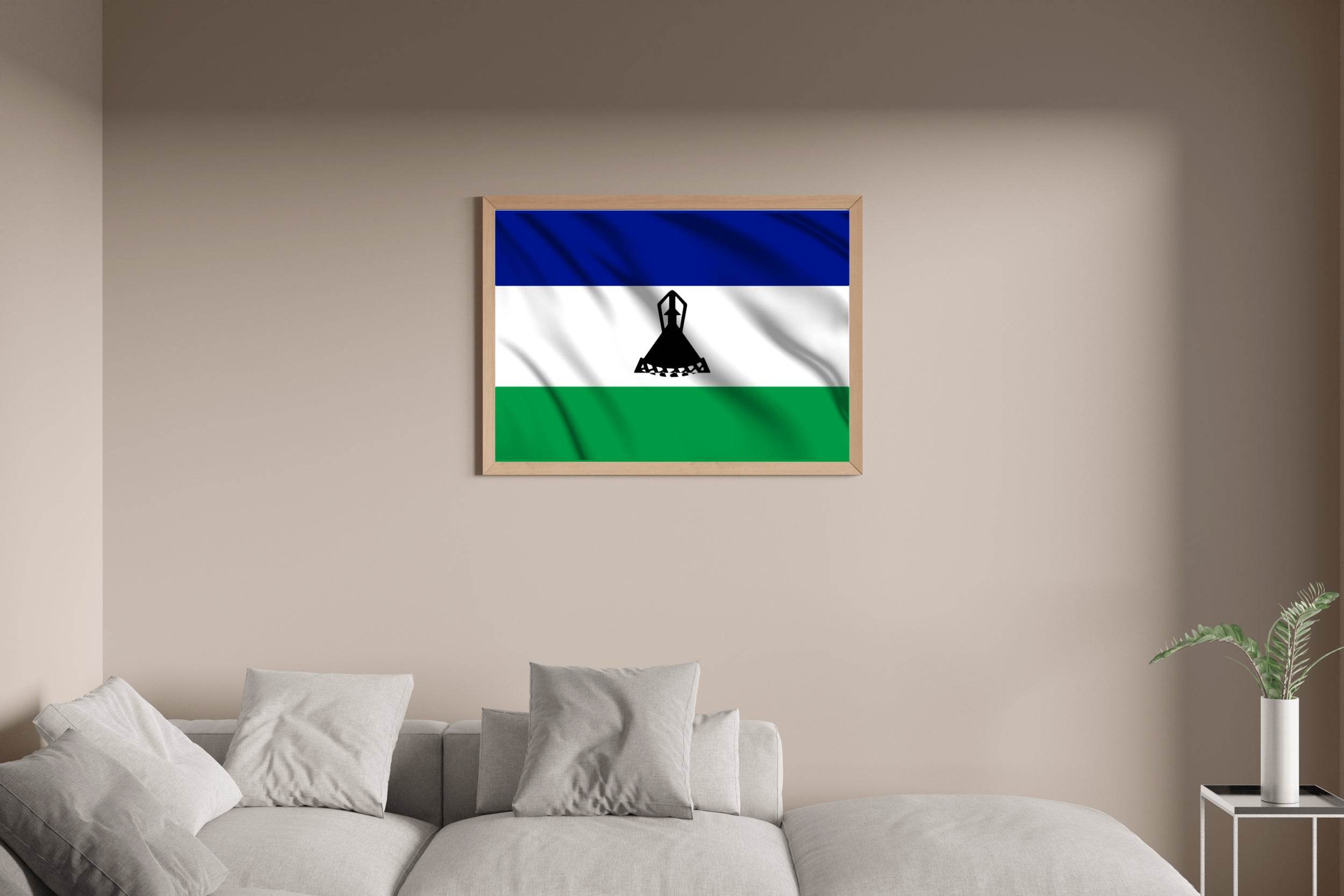 Lesotho National Flag Wall Art - beink online art store