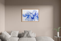 Blue Flower Petals Abstract Wall Art