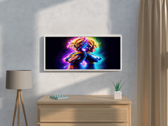 Neon Glowing Goku Vegeta Anime Wall Art