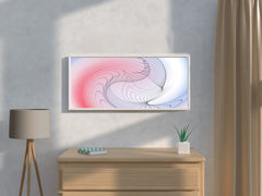 Oval Lines with Blue and Red Background Abstract Wall Art