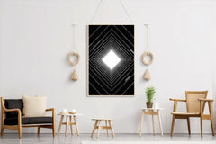 White Striped Building Black & White Wall Art