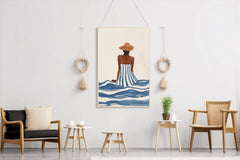 Women Sitting on a Beach Side - Beachside Tranquility Wall Art