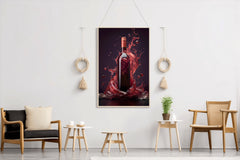 Red Wine Bottle With Purple Background Wall Art