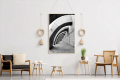 Arch Corridor Black & White Wall Art