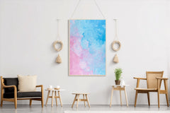 Aqua and Pink Water Paint Abstract Wall Art