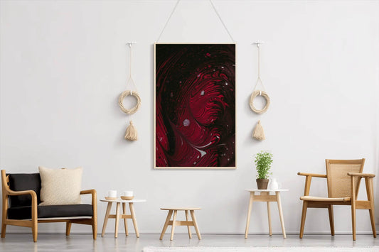 Swirling Red Print Abstract Wall Art - beink online art store