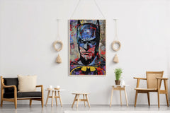 Watercolor Painting of Batman Face Wall Art