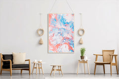 Spread of Aqua Pink Oil Paint Abstract Wall Art